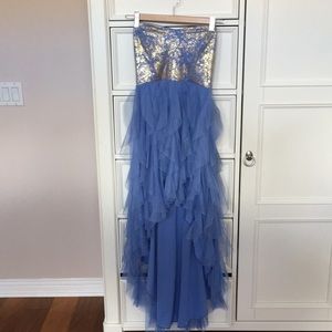 Blue and Gold Hi-low Dress